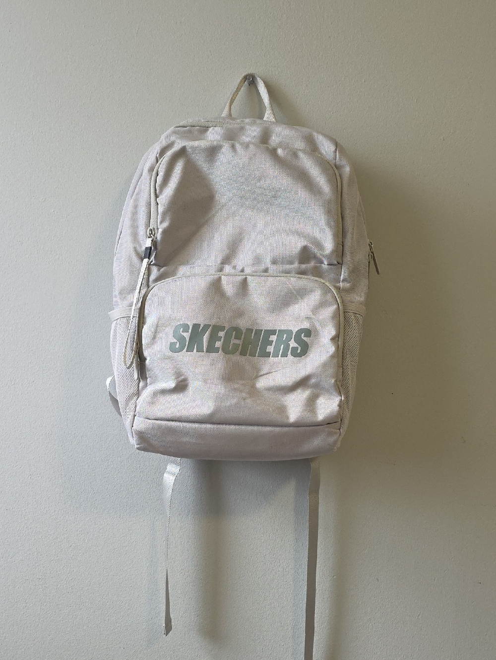 Skechers Men's Light Cream Canvas Backpack with Front Logo